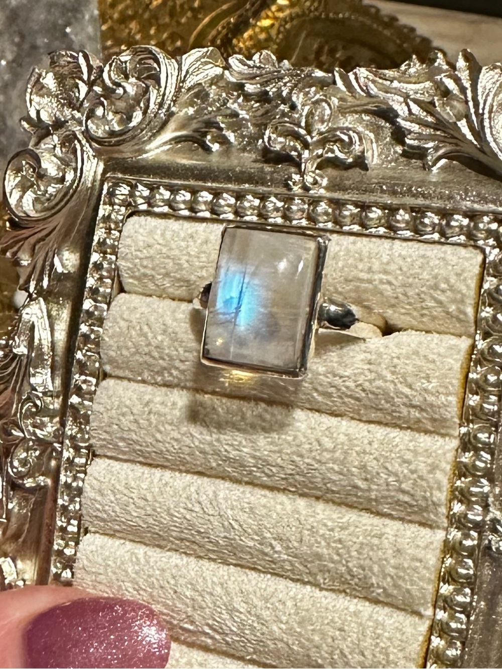 Rainbow Moonstone Ring Sterling Silver S925 Size 8.5 - Picture 8 of 8
